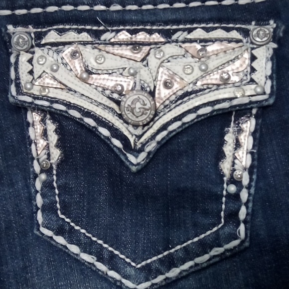 Grace in LA NWT Women's Jeans 27 Bootcut Embellished Rhinestones - Picture 2 of 12